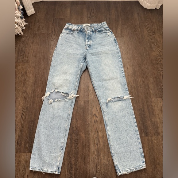 Abercrombie & Fitch Denim - Abercrombie & Fitch Light Blue Ripped Straight Leg Jeans